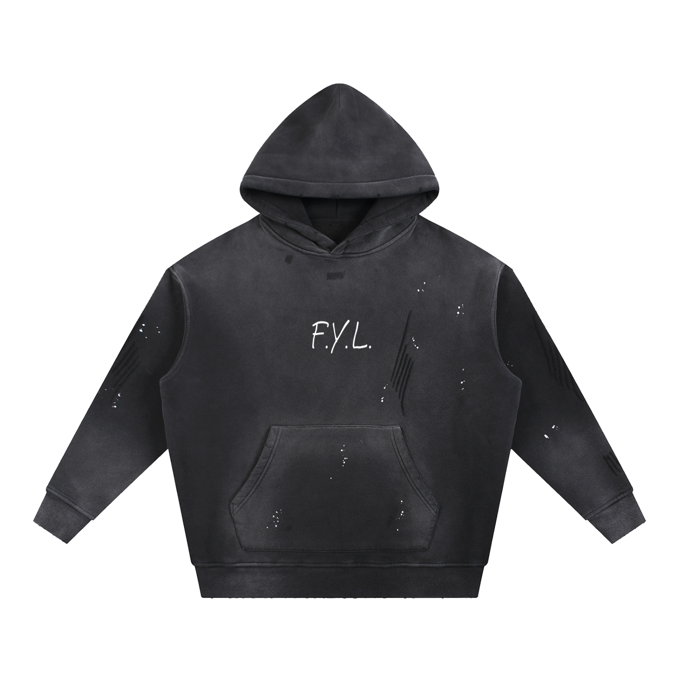 Vintage Washed Frayed Fleece Hoodie