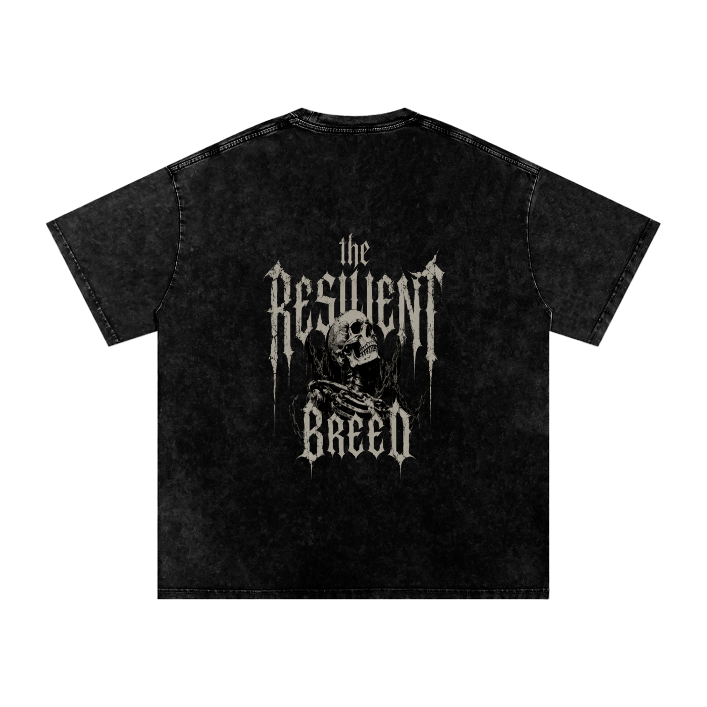 Snow Washed Oversized Cotton 'RESILIENT BREED'T-Shirt