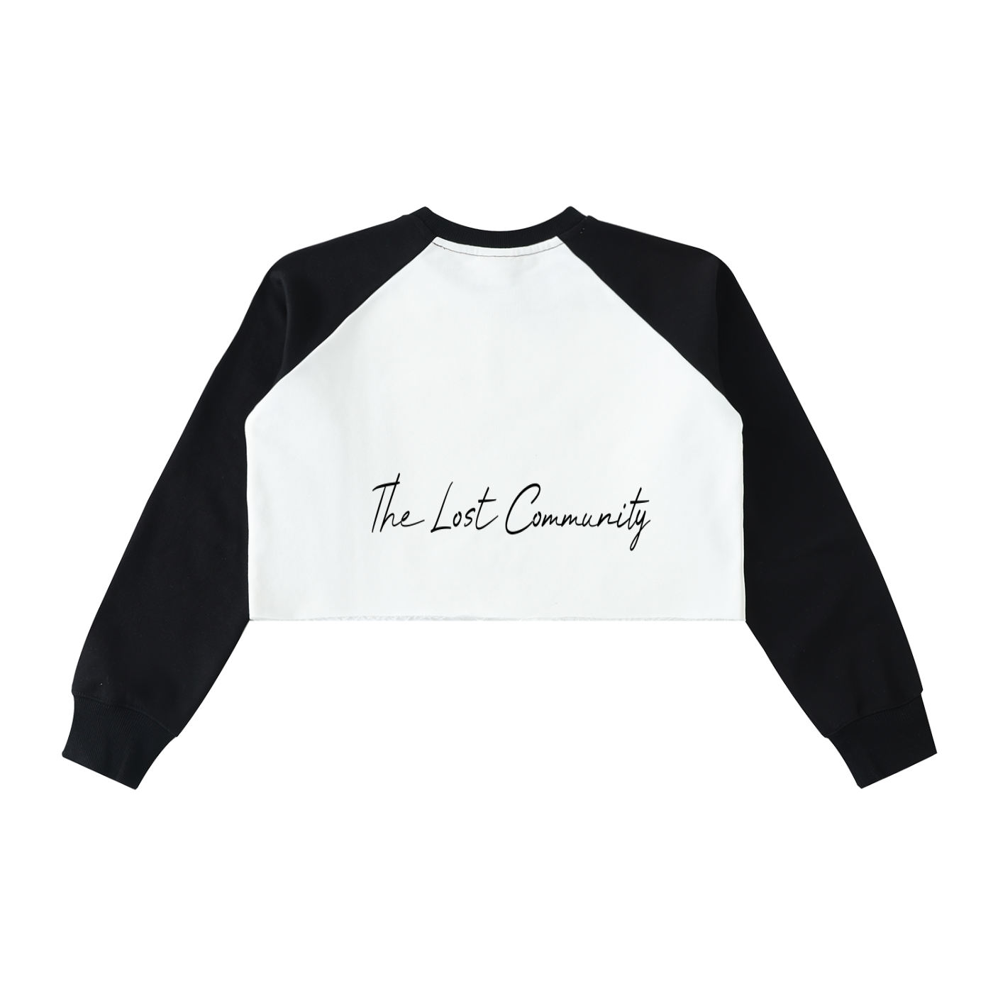 Raw-Hem Color-Block Raglan Crop Sweatshirt