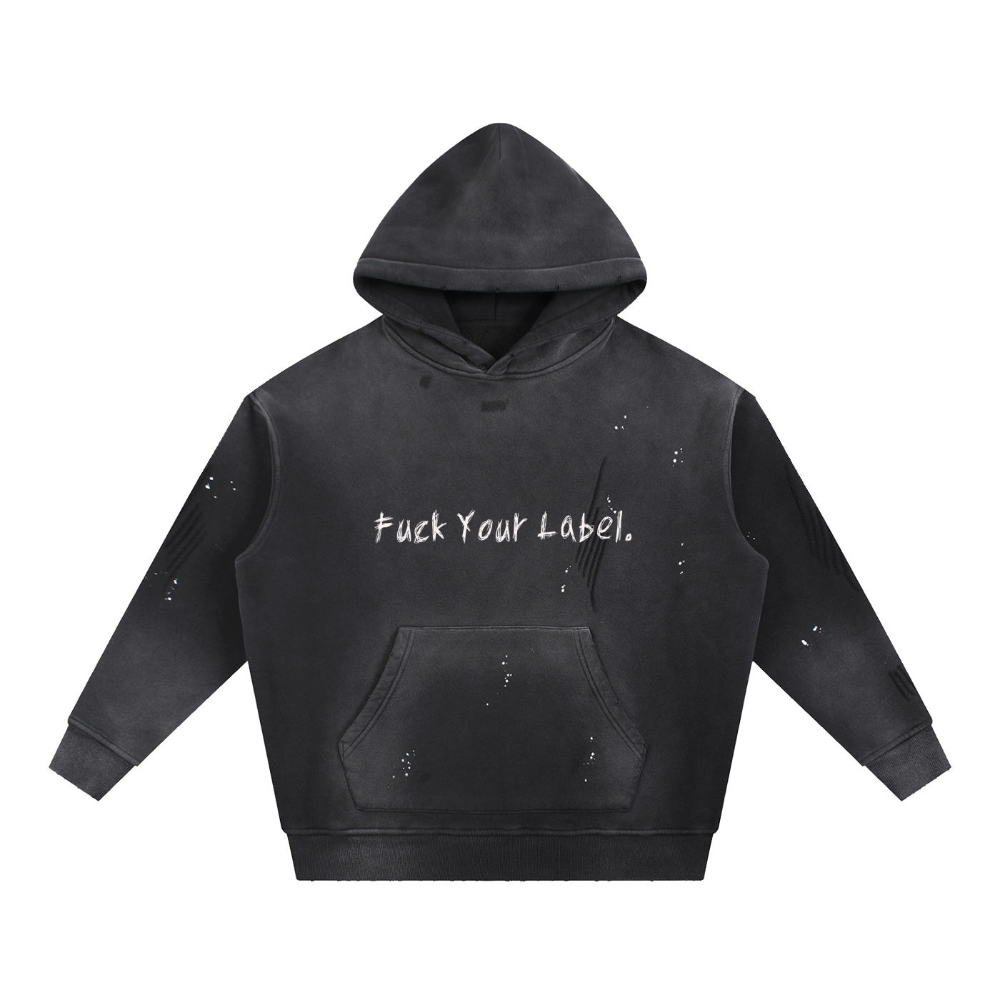 Vintage Washed Frayed Fleece Hoodie