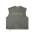 Distressed Grommet Eyelet Tank Top – Black Text