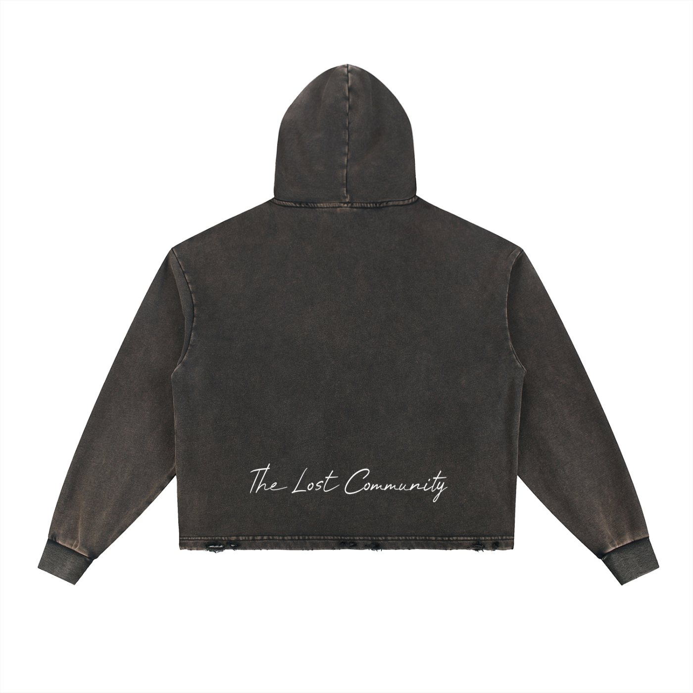 Vintage Washed Frayed-Hem Hoodie