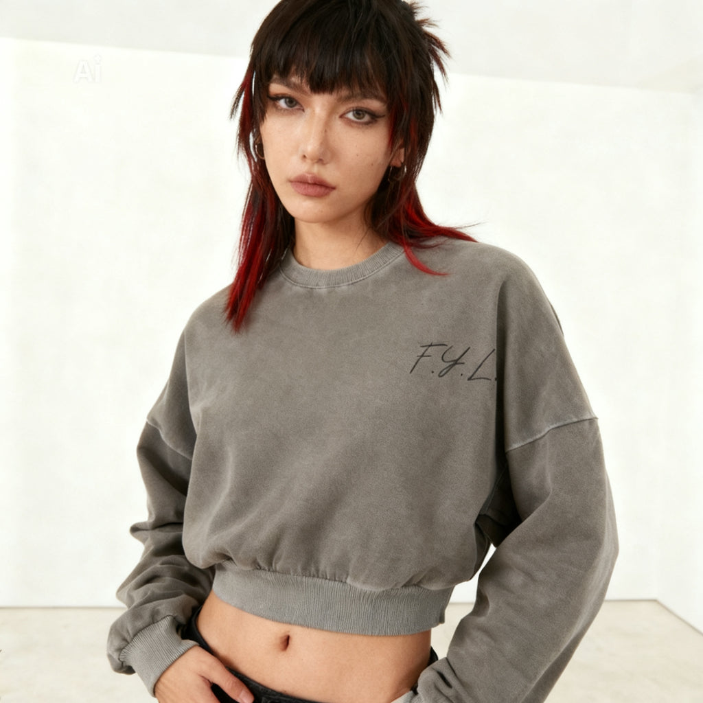 Vintage Washed Cropped 'B.B.B.' Sweatshirt